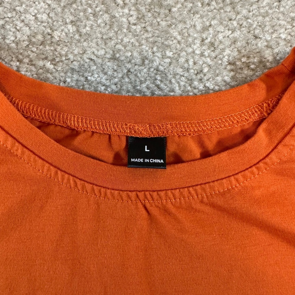 Orange Black Cats Autumn Leaves Embroidered Short Sleeve T-Shirt Large Halloween - Picture 4 of 6